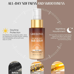 GREEONIL Hair Serum close-up shows silky texture and radiant gloss.