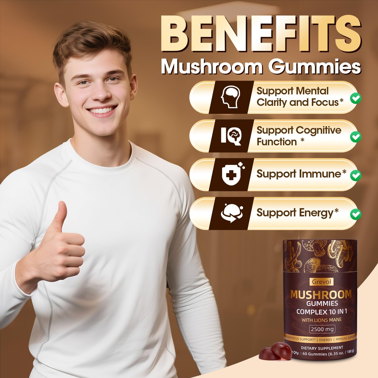 Individually wrapped mushroom gummies for travel