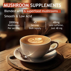 Brewed GRGTP Mushroom Coffee with smooth appearance and aroma