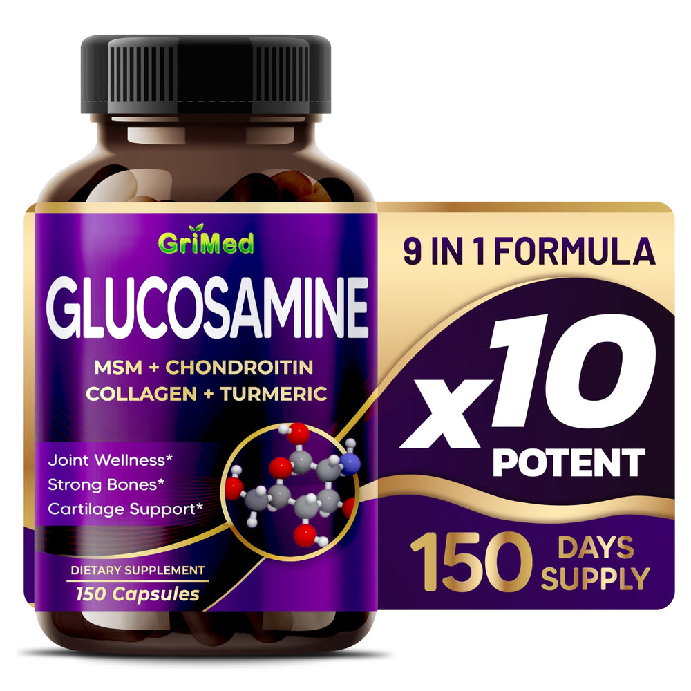 GriMed Glucosamine 12000mg bottle front view with 12x power label