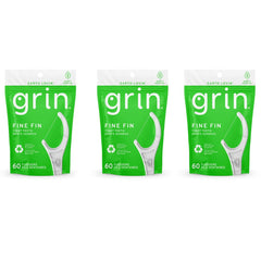 Grin dental floss 3-pack 60-count – Fine Fin for tight teeth