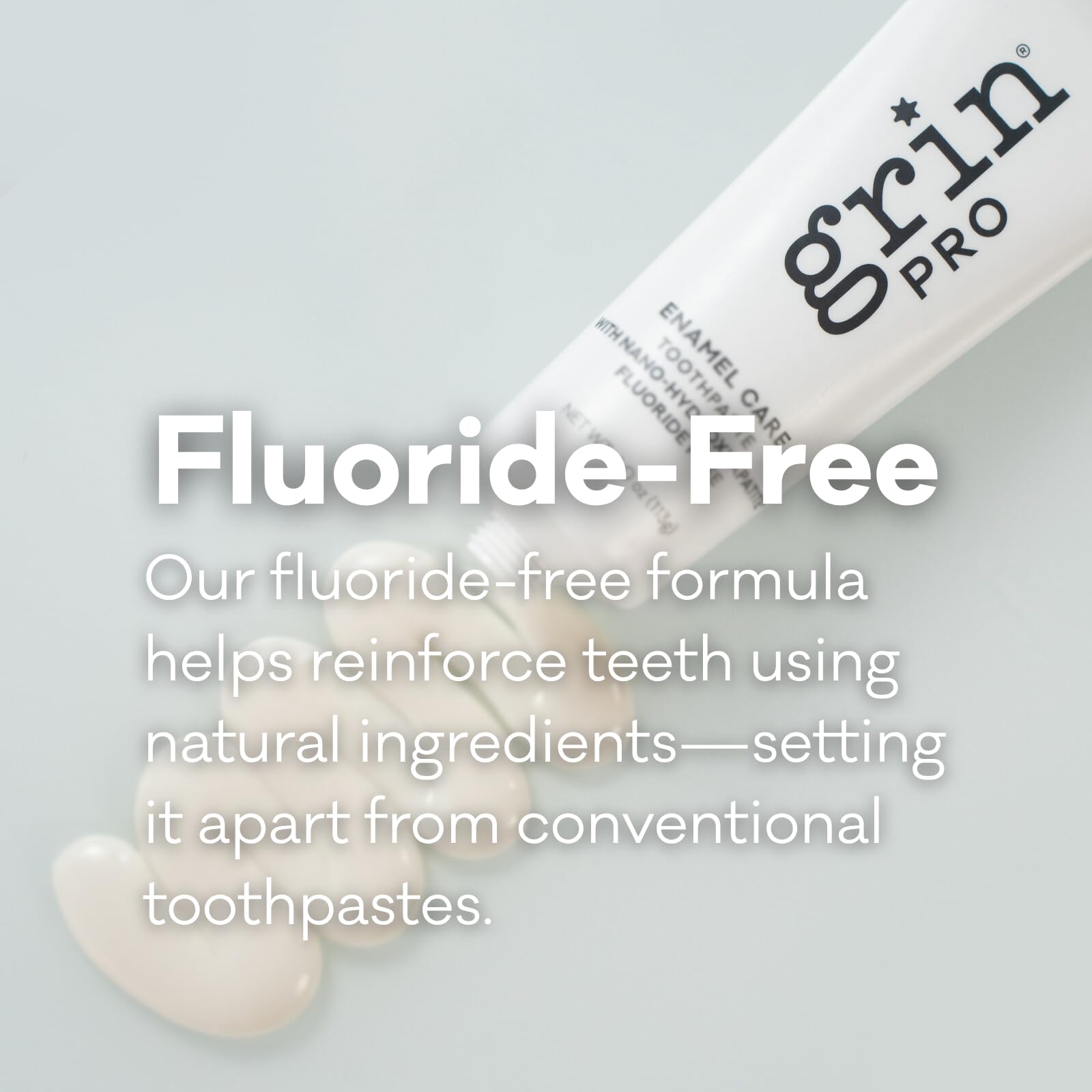 Grin Pro Enamel Repair toothpaste displaying natural Cool Mint flavor