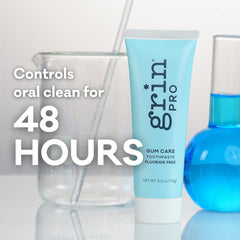 Close-up of 48-hour impurity control claim on Grin Pro packaging