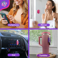 Grippy Lippy in car dash keeps lip products within reach during drives.