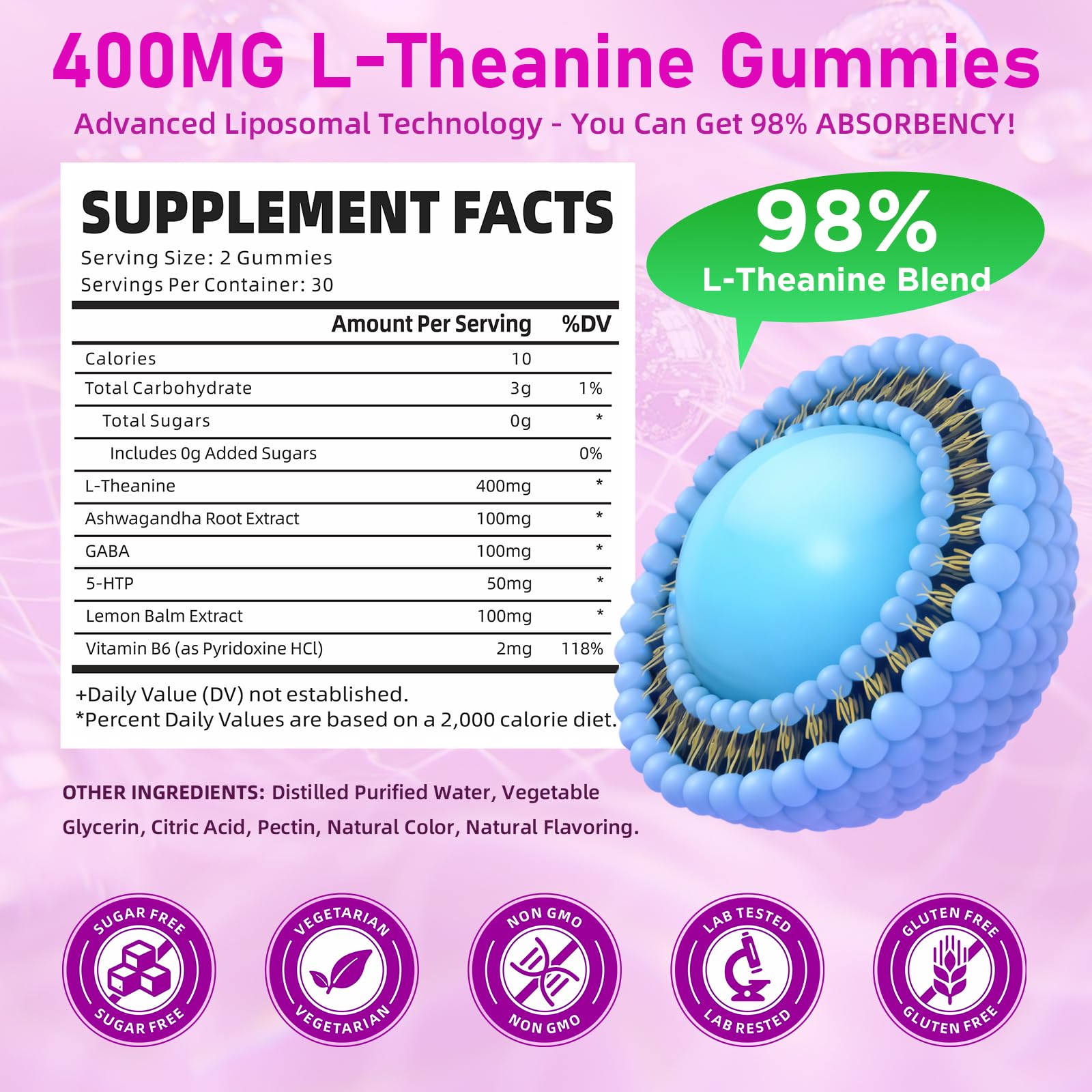 Close-up of GrnLife L-Theanine Gummy Raspberry