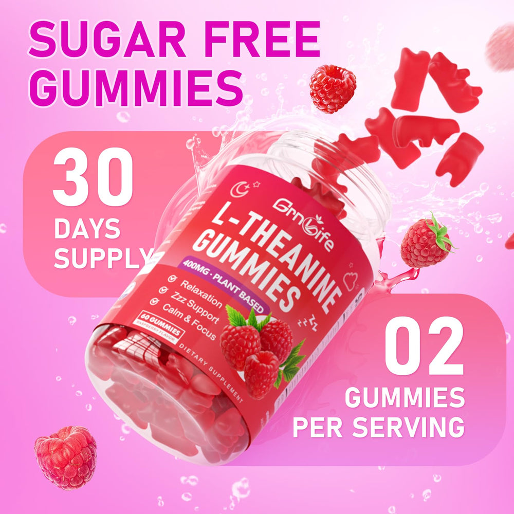 Nutrition facts and supplement label of GrnLife L-Theanine Gummies