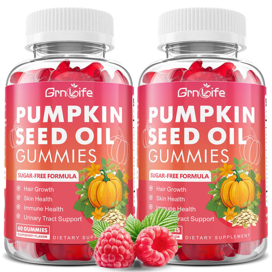GrnLife Raspberry Pumpkin Seed Oil Gummies bottle front