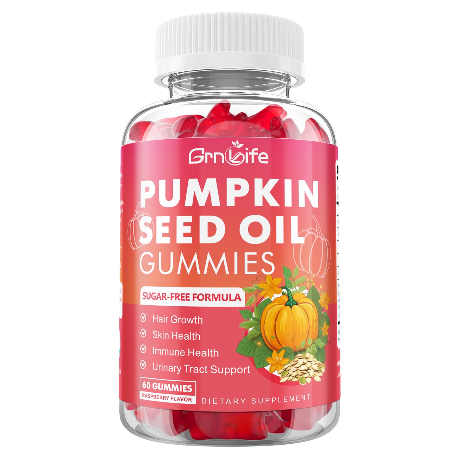 Stacked GrnLife pumpkin seed oil gummies bottles ready to ship