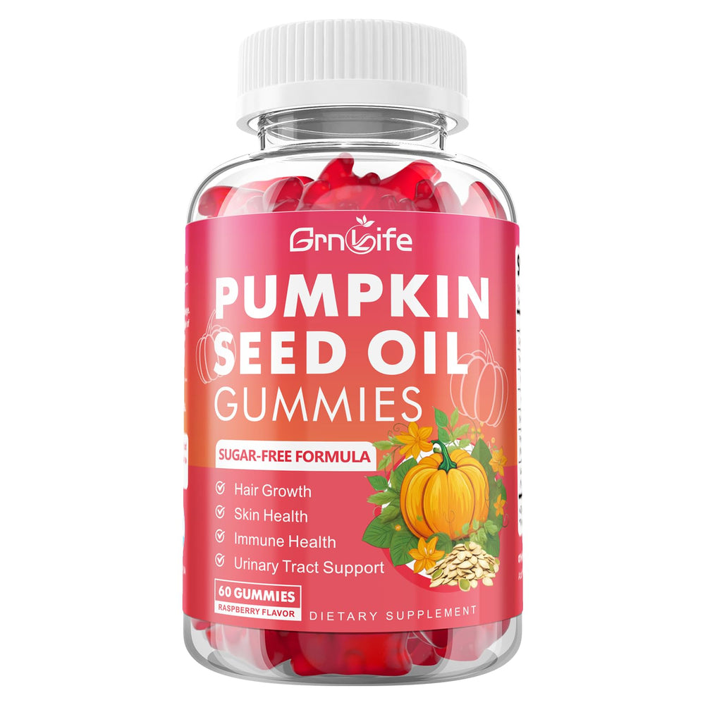 Stacked GrnLife pumpkin seed oil gummies bottles ready to ship