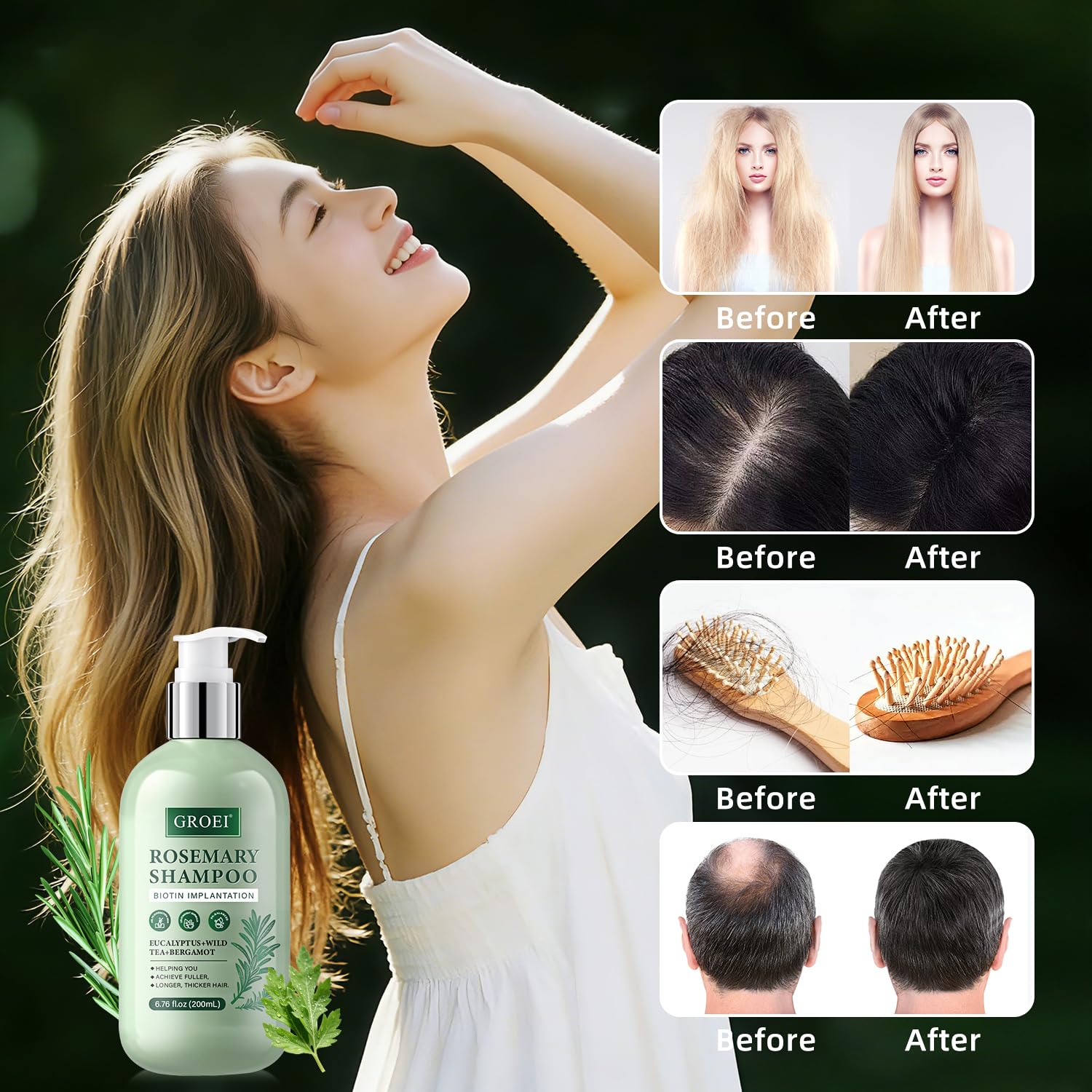 GROEI Rosemary Shampoo lather-foam delivers rich cleansing