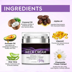 Grospe collagen complex neck cream close-up on packaging and ingredients panel.
