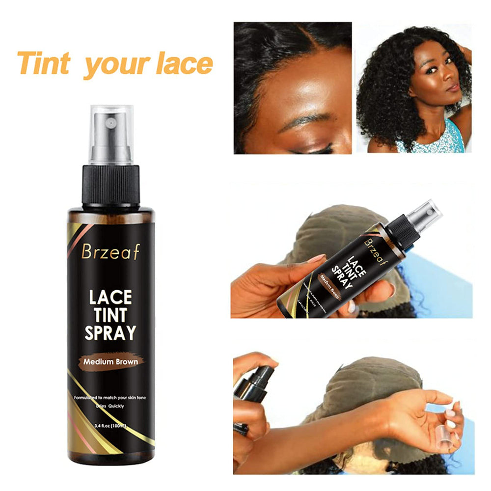 Grospe Hair system lace color spray in use on lace front