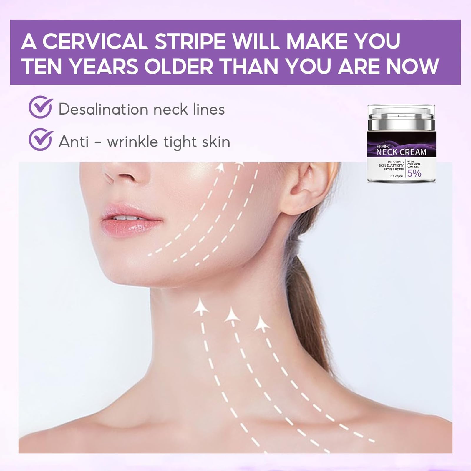 Grospe hyaluronic acid neck cream jar highlighting moisture retention on the skin.
