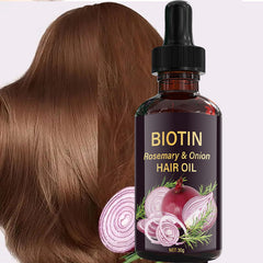 Grospe Onion Biotin Rosemary Hair Oil bottle back shows ingredients and scalp care.