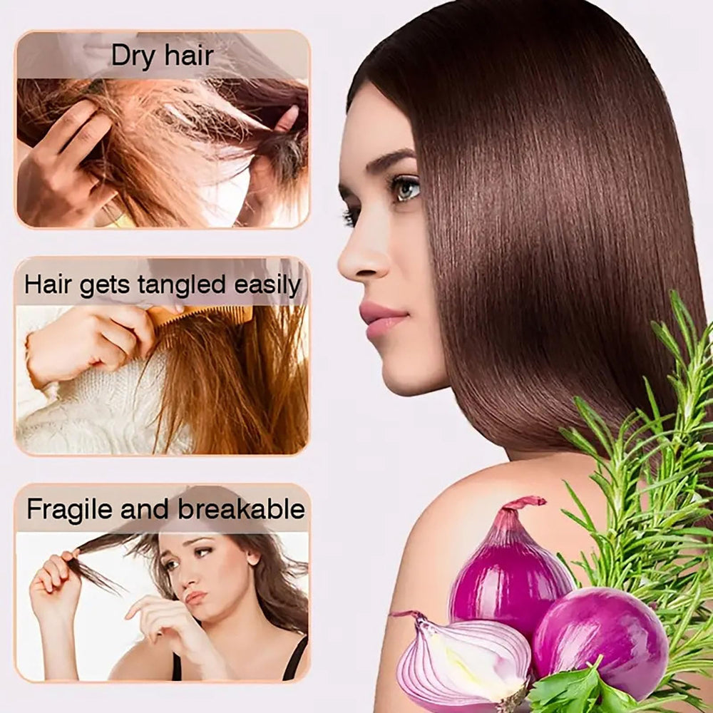 Grospe Onion Biotin Rosemary Hair Oil dispense pump demonstrates easy application.
