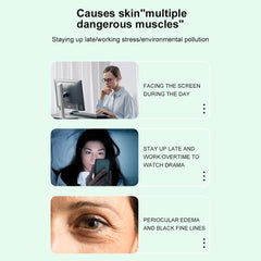 Shea butter and coconut oil nourish the under-eye area.