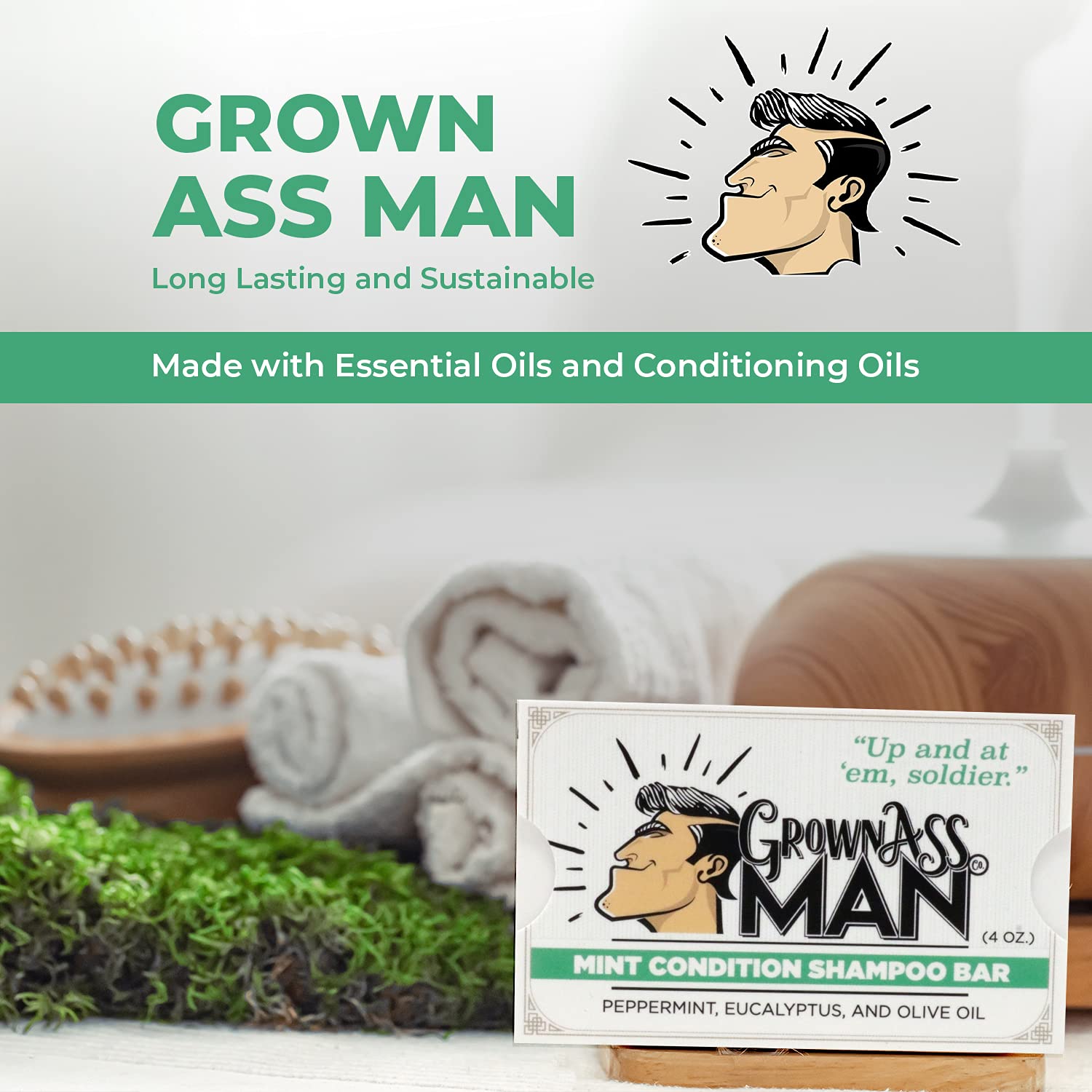 Grown Ass Man Co Mint Condition bar for body use, gentle cleansing and care.