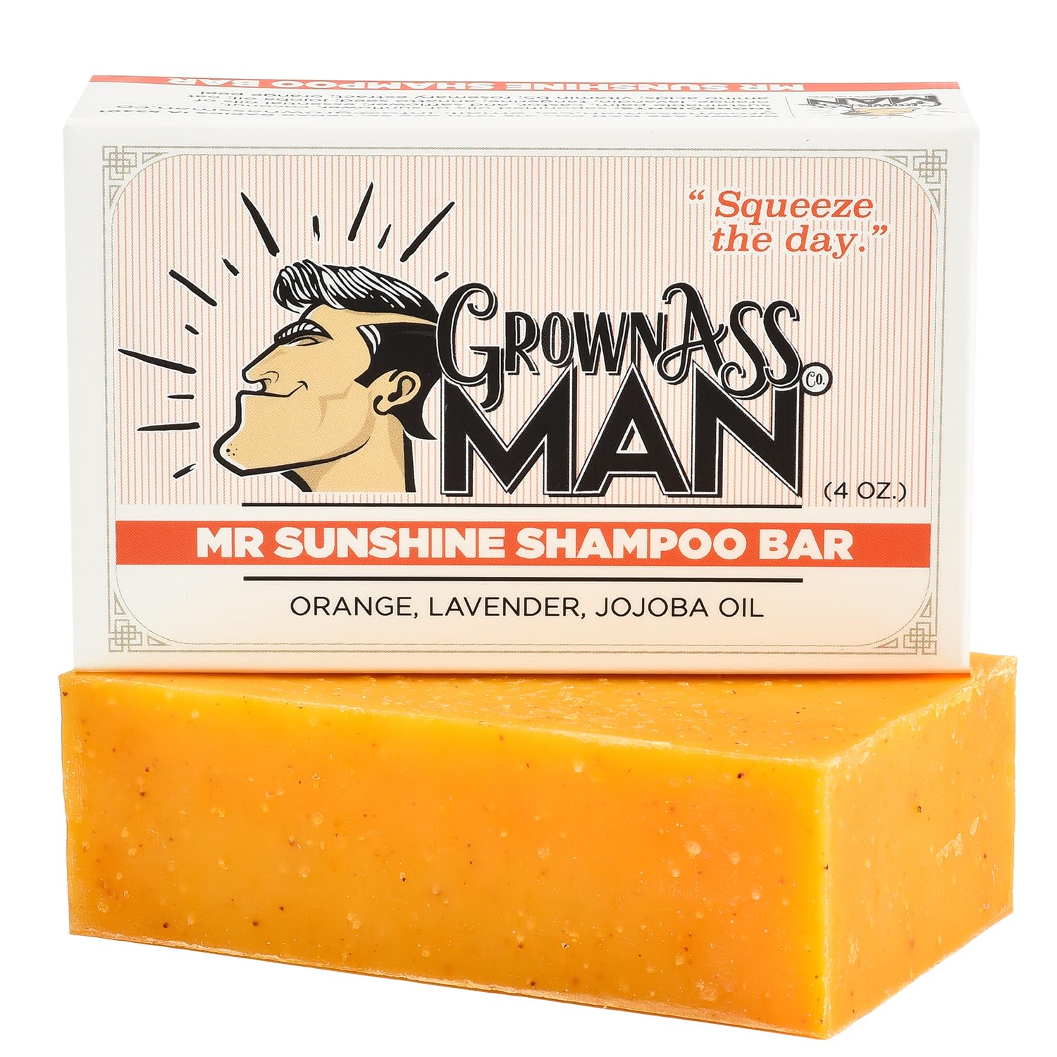 Grown Ass Man Co Mister Sunshine bar lather shown cleansing hair and scalp