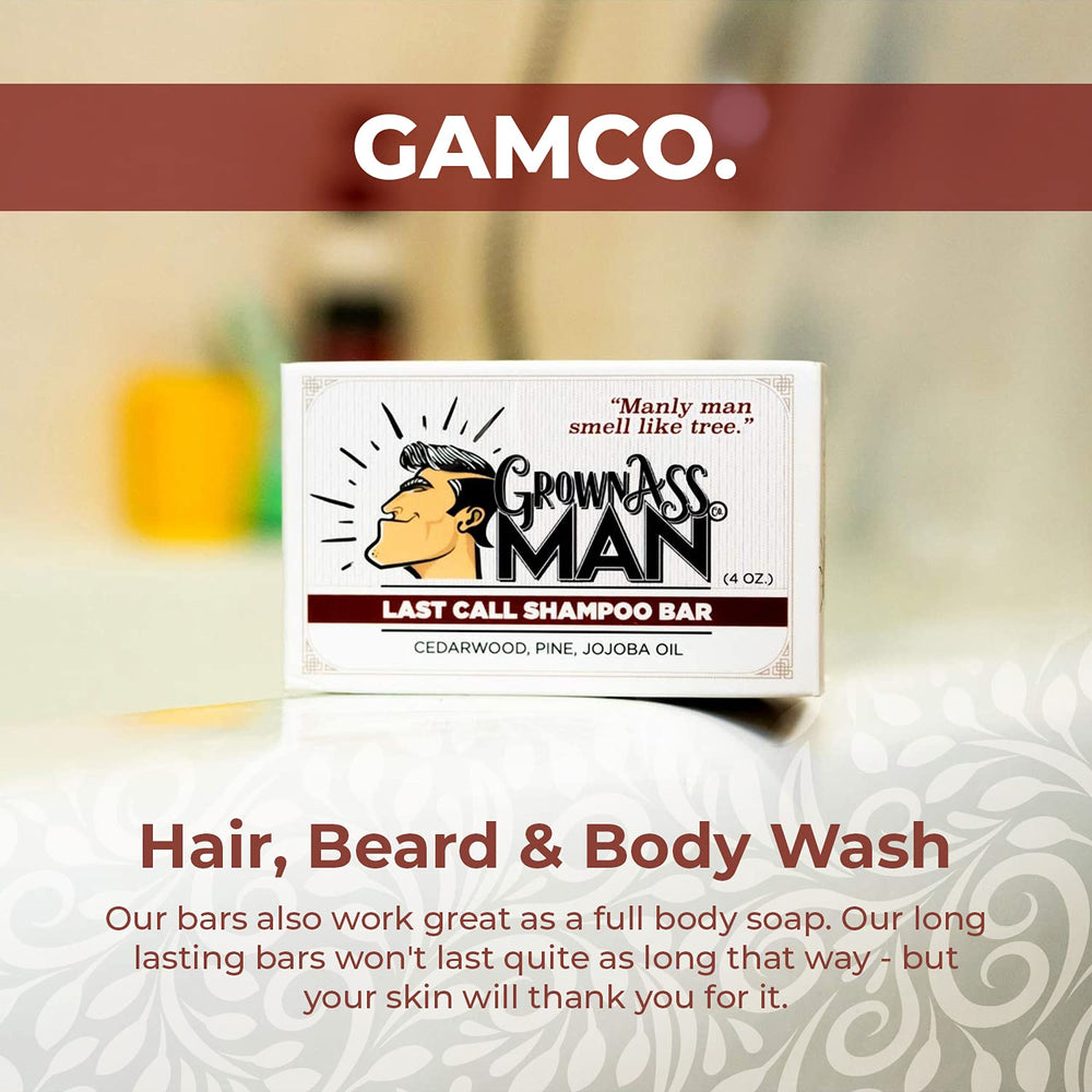 Grown Ass Man Co. solid bar used as body wash for full cleanse.