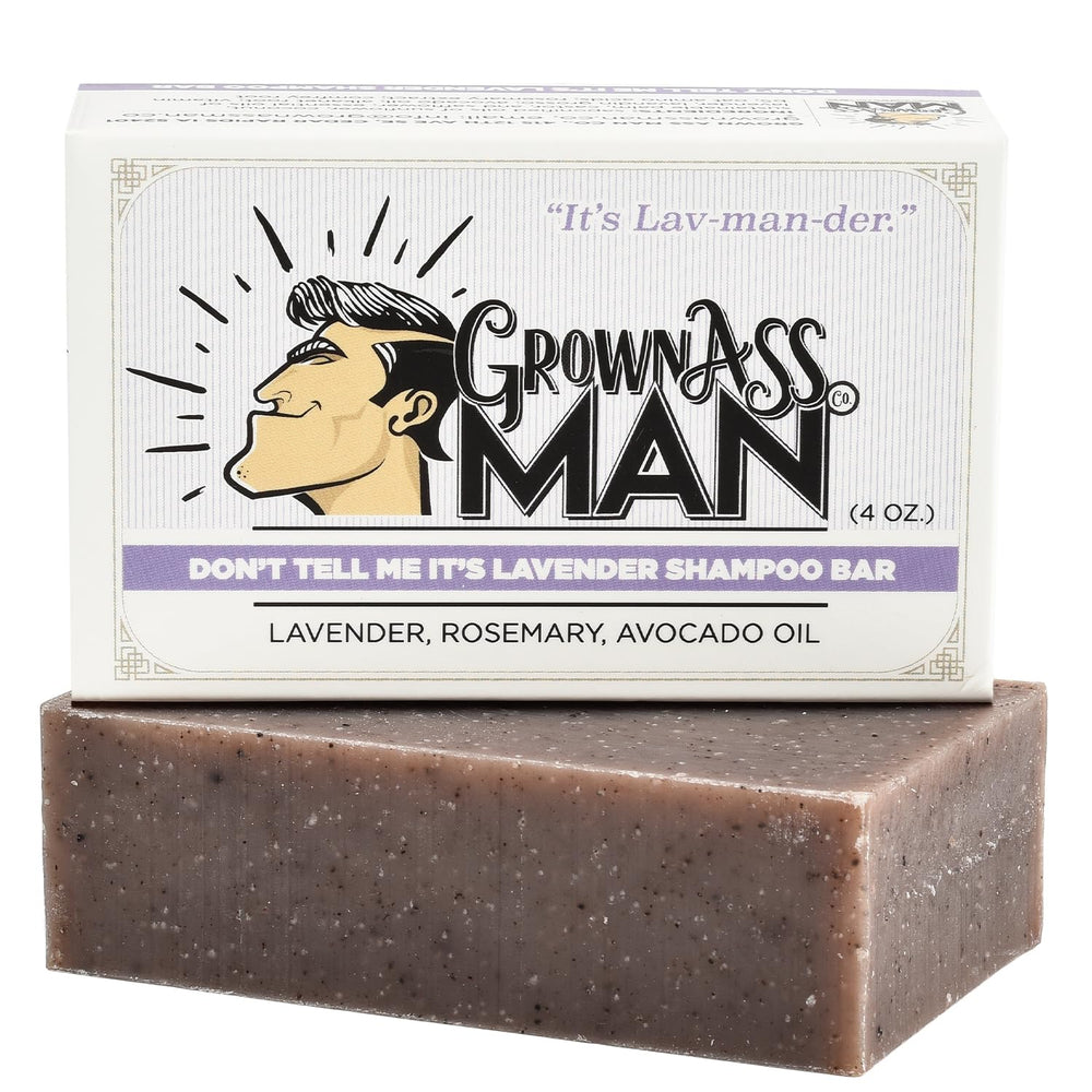 Grown Ass Man Co. solid shampoo bar delivers rich lather for hair, beard, and body.