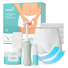 GROWNSY peri bottle pour demonstrates angled spout for comfortable postpartum cleansing