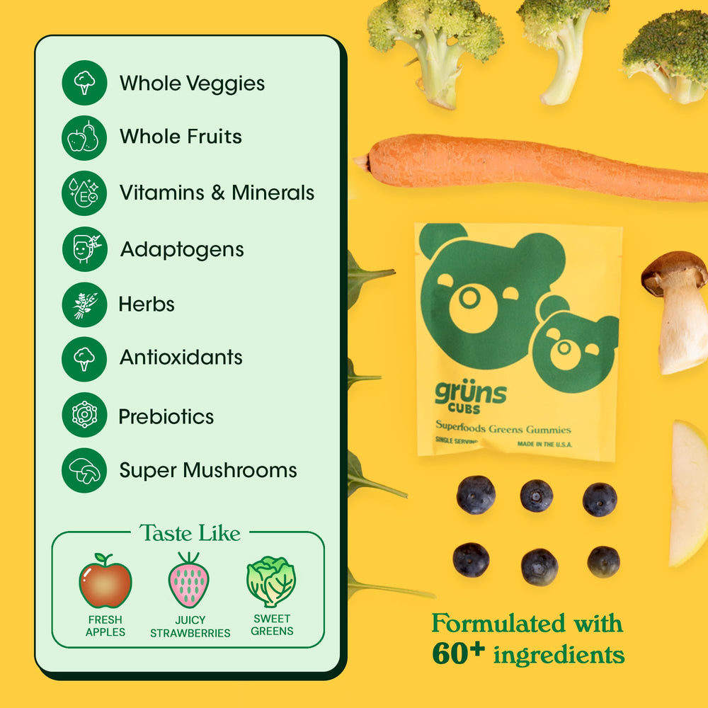 Illustration showing 20+ vitamins and minerals