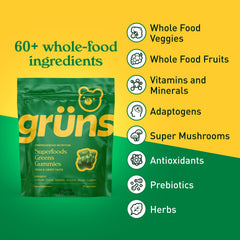 Illustration showing 60 nutrient ingredients including spirulina and chlorella