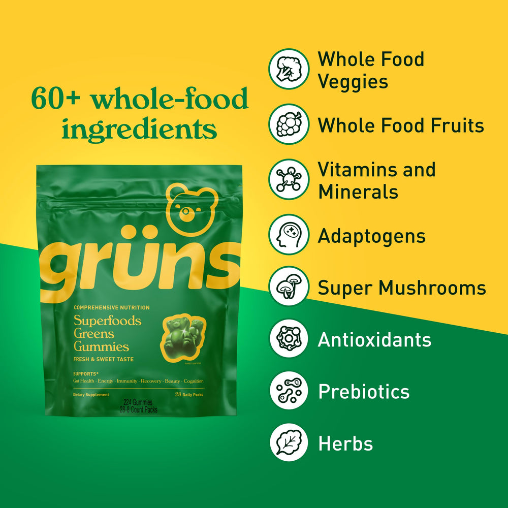 Grüns gummy bears single-serve pack for easy daily nutrition