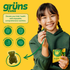 Grüns ingredients label highlights 20+ vitamins and minerals for balanced nutrition.