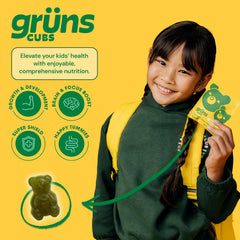Whole-food ingredients illustration used in Gruns multivitamin gummies