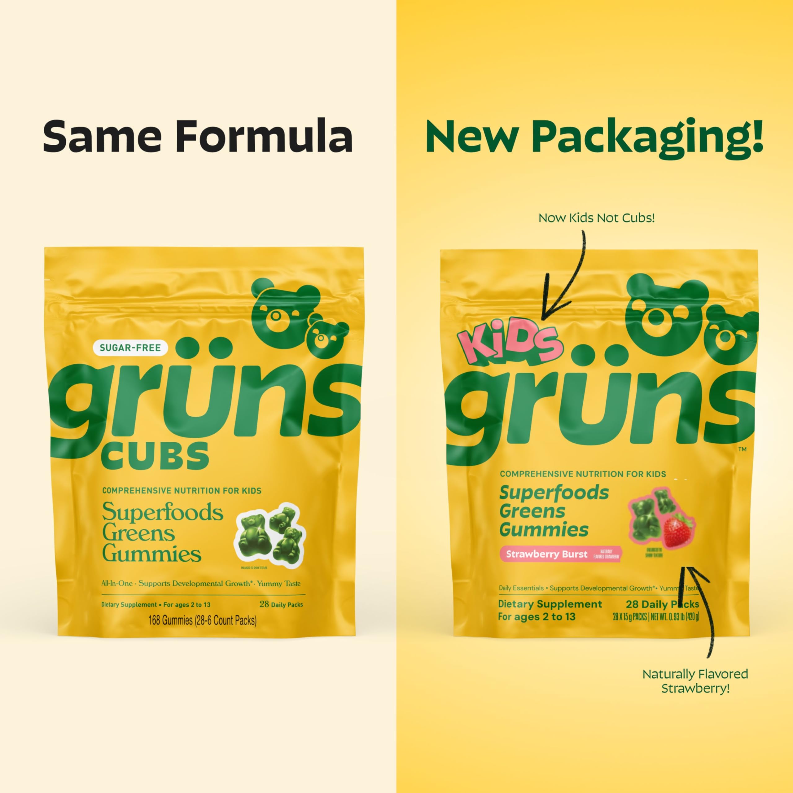 Grüns strawberry-flavored gummies close-up highlighting tasty texture.