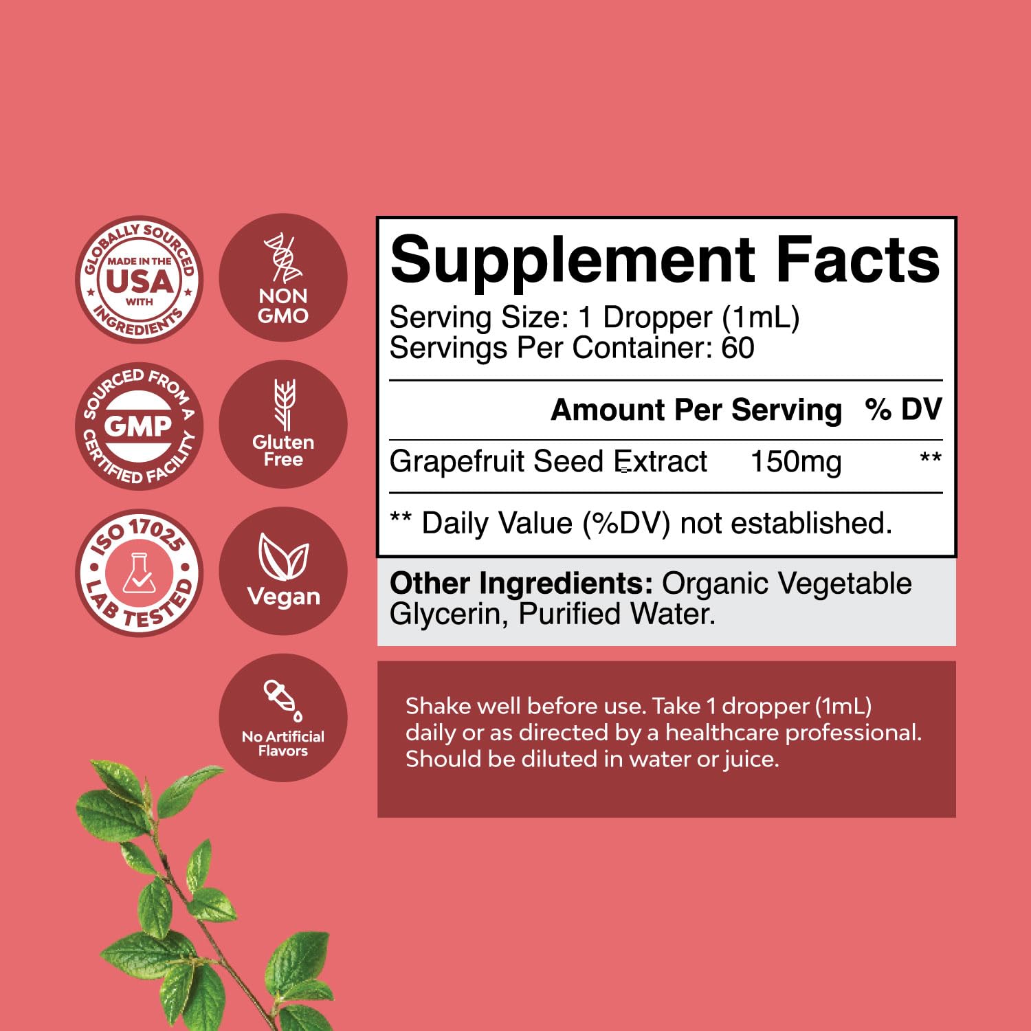 Close-up of GSE Grapefruit Seed Extract Liquid bottle