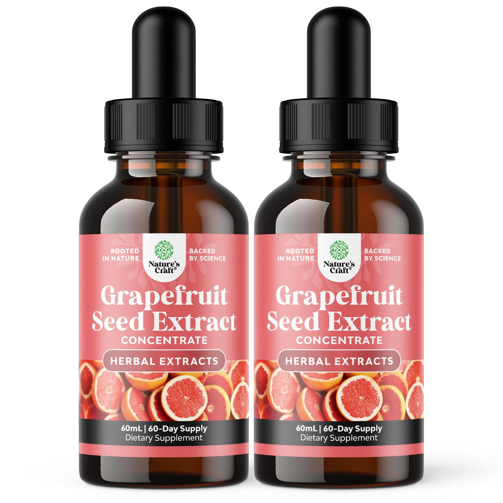 Bottle of GSE Grapefruit Seed Extract liquid with dropper