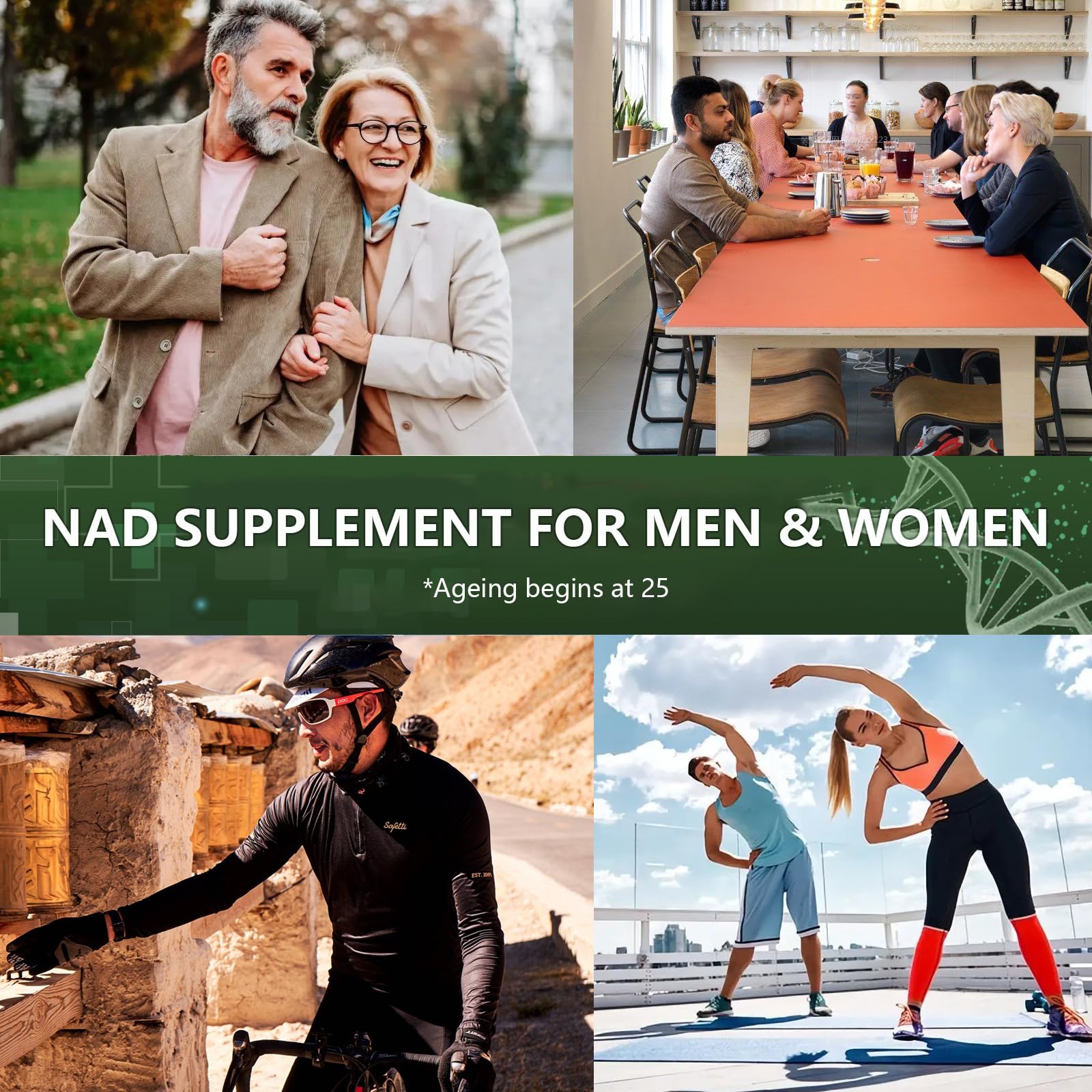 Energetic adults representing NAD+ energy support from GSXR