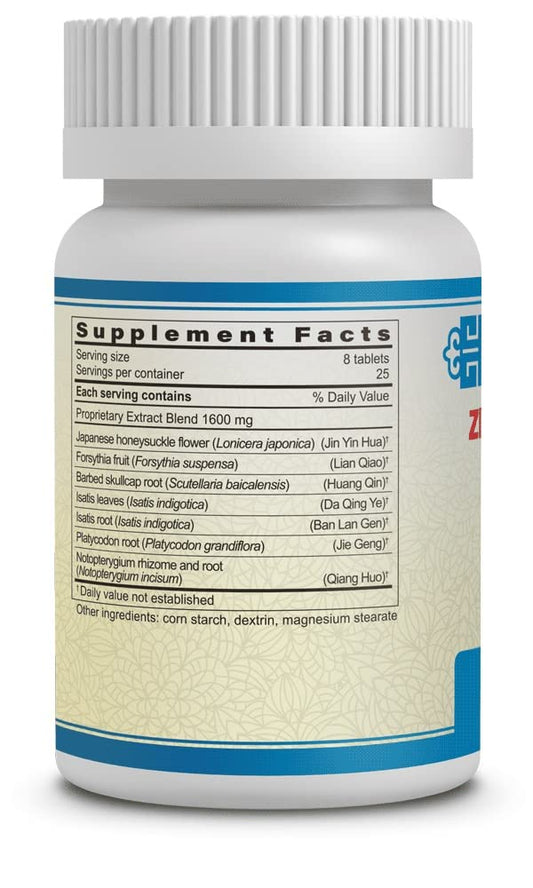 Close-up of Zhong Gan Qing Pian Coldclear tablets