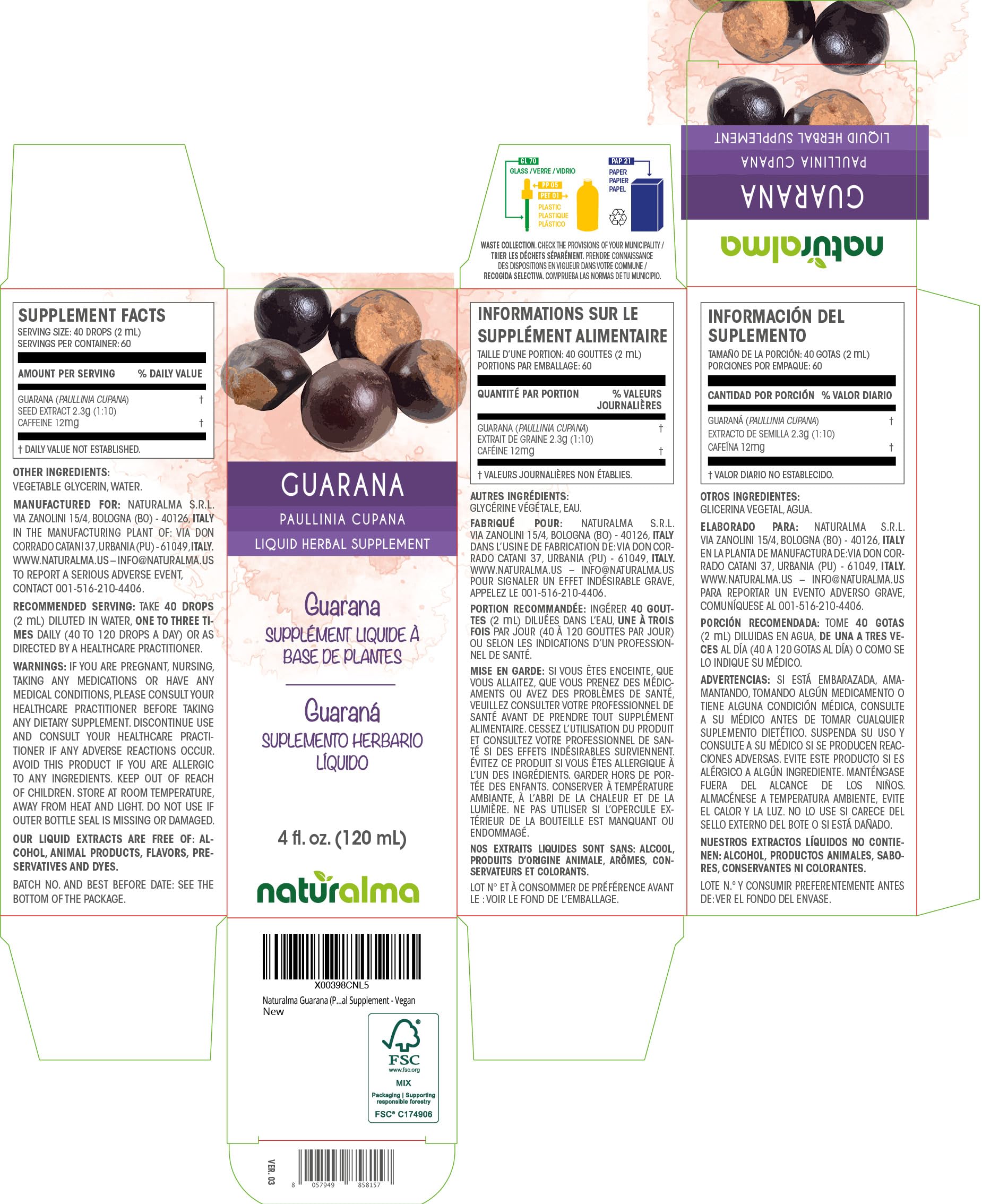 Guarana seed tincture drops dosage illustration