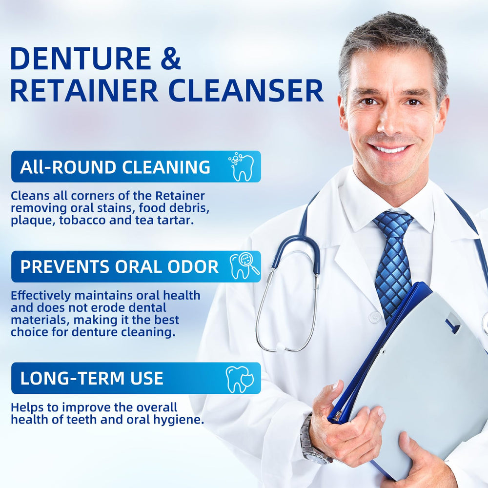 Guard bath cup included for soaking dentures