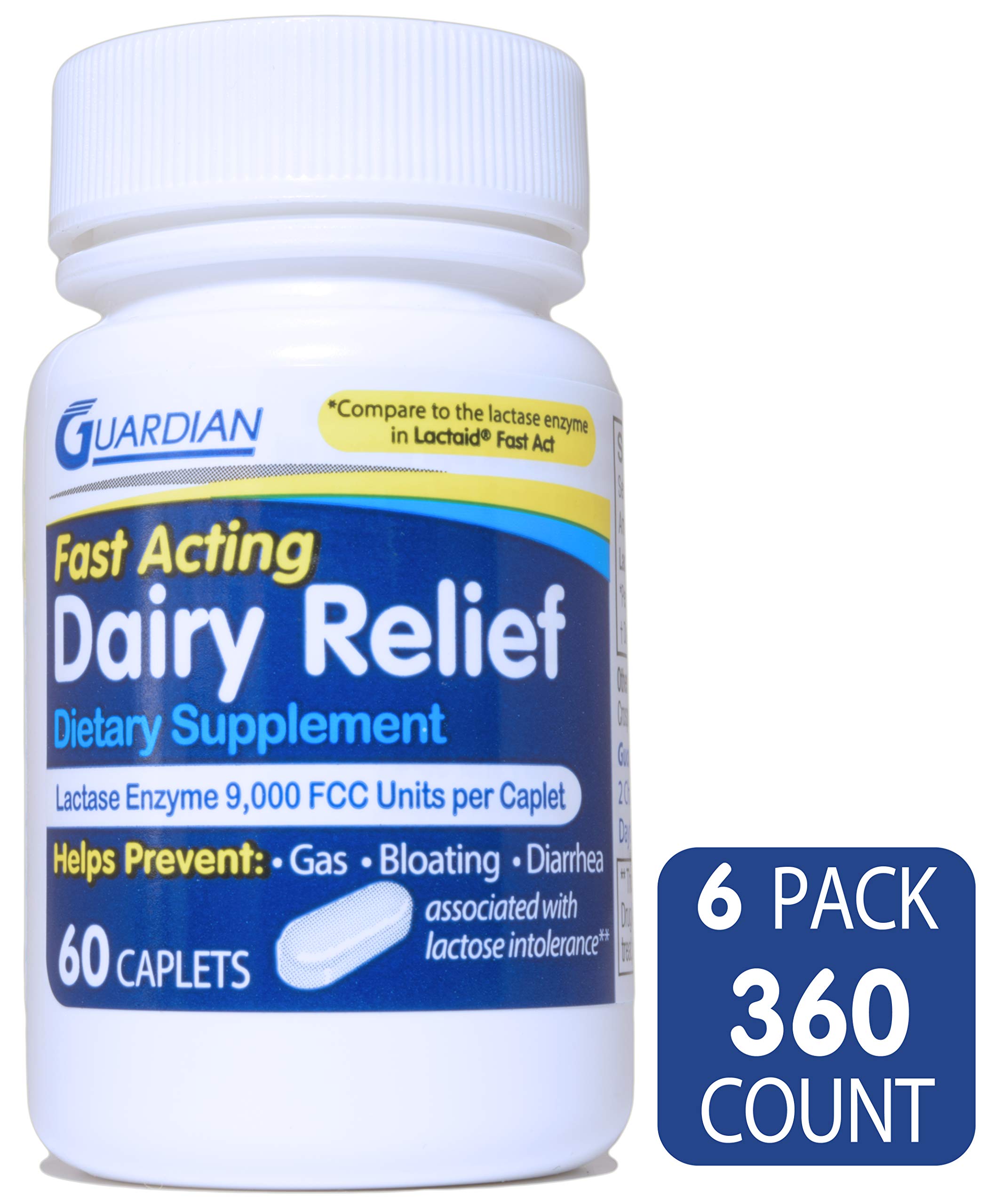 Guardian caplets lactase utilisation quotidienne, pratique pour les sorties et repas lactés.