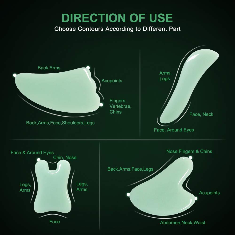Set of four Guasha boards in different shapes