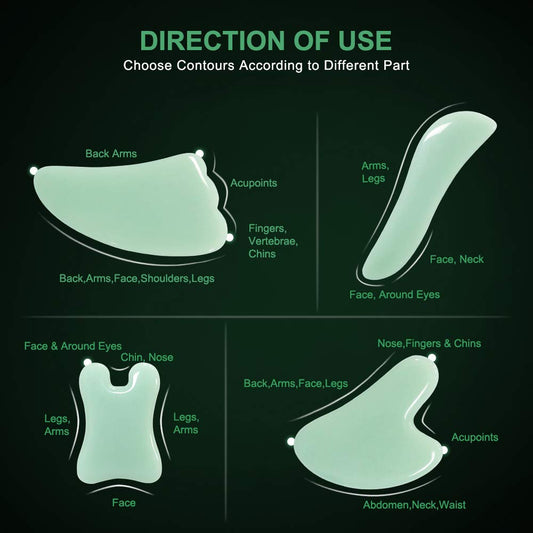 Set of four Guasha boards in different shapes