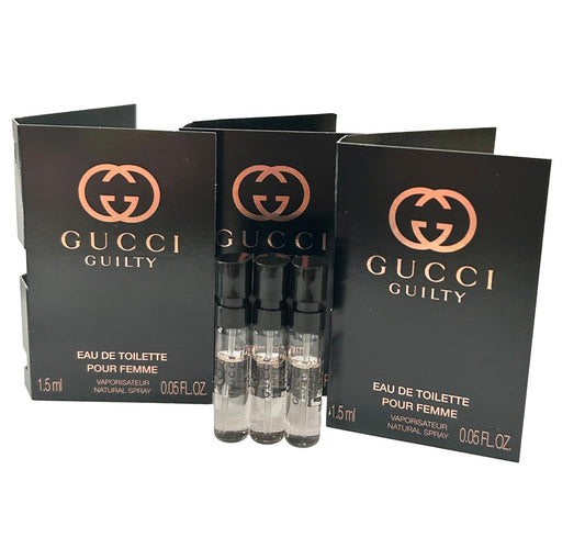 Gucci Guilty sample EDT bottle for on-the-go fragrance exploration and travel.