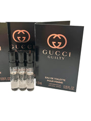 Gucci Guilty sample spray dispenser ideal for testing scent notes before purchase.