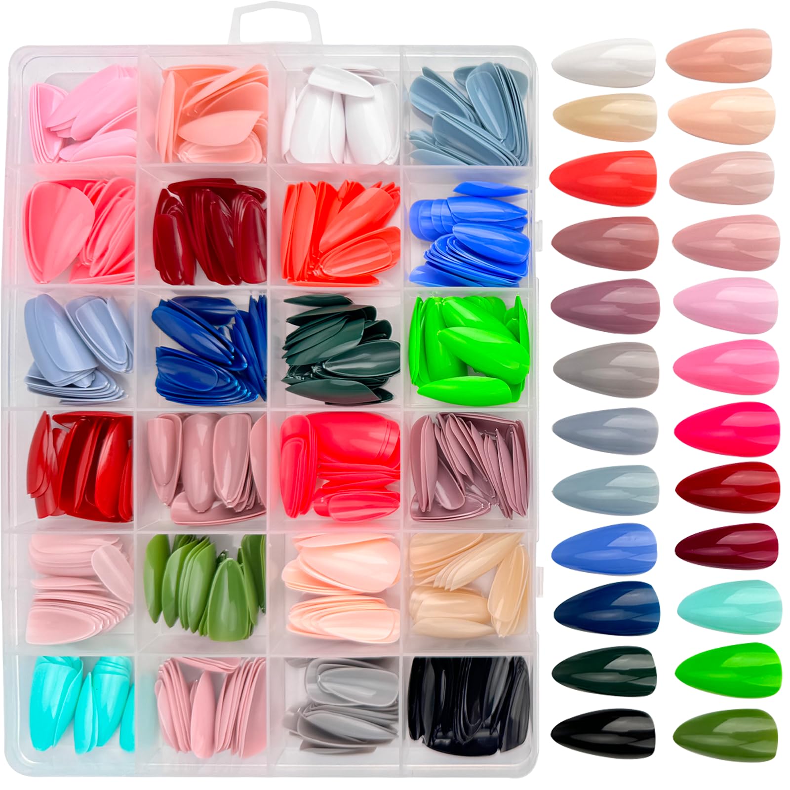 GUFUGU almond press-on nails in 12 sizes for a precise fit.