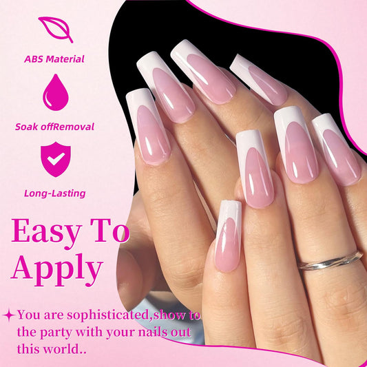 GUFUGU nude pink glossy press-on nails for quick glam without a salon