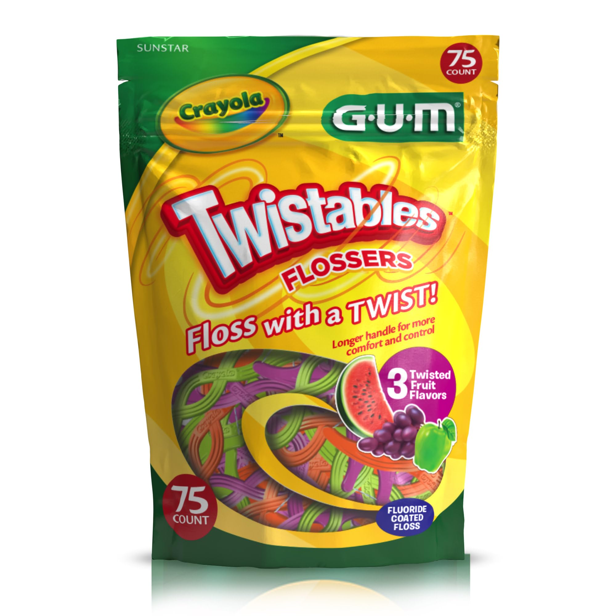 Dentist-recommended guidance for early flossing with GUM Crayola Twistables