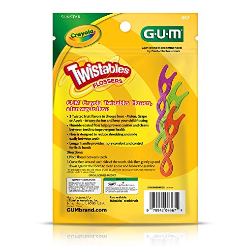 GUM Crayola Twistables Kids Flossers Grape flavor 75-count pack