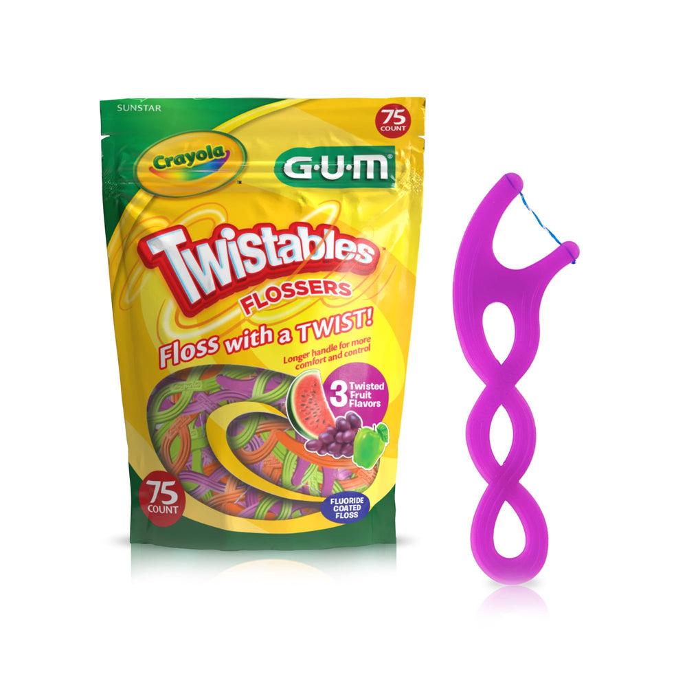 GUM Crayola Twistables Kids Flossers Watermelon flavor 75-count pack
