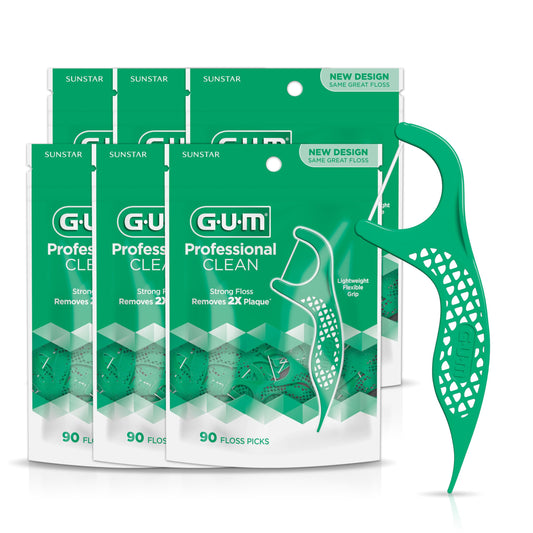 GUM Professional Clean Floss Picks 6-pack display