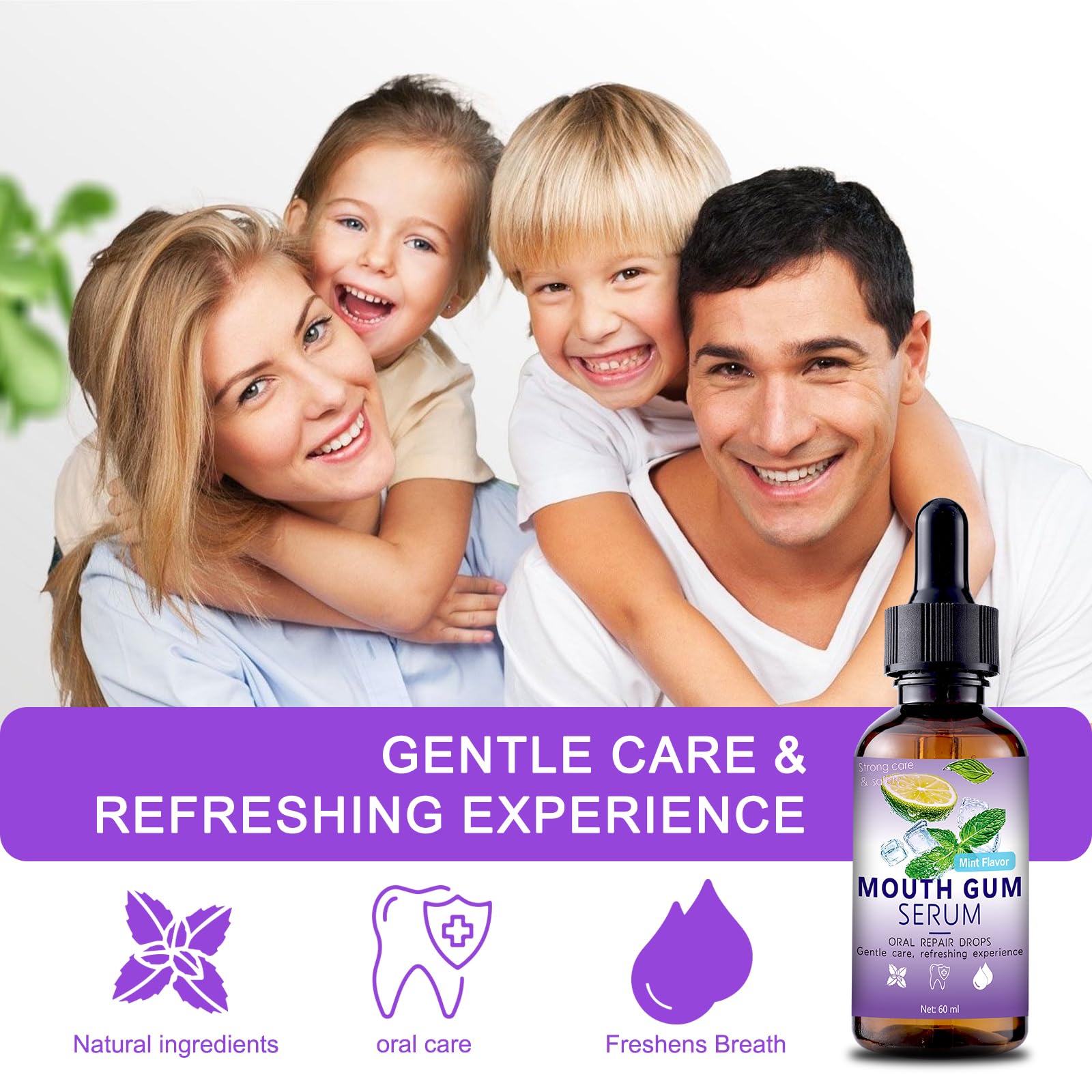 Graphic illustrating stain removal and fresh breath benefits