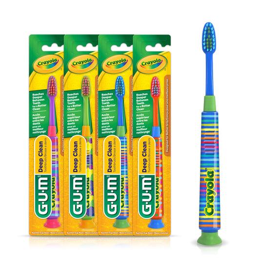 GUM Crayola Deep Clean Kids Toothbrushes in four colors
